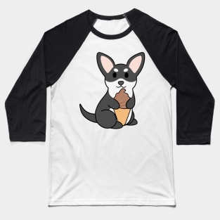 Black and White Chihuahua Ice Cream Chocolate Baseball T-Shirt